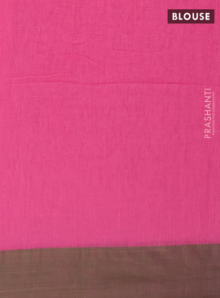 Bengal soft cotton saree pink and green with allover butta weaves and simple border
