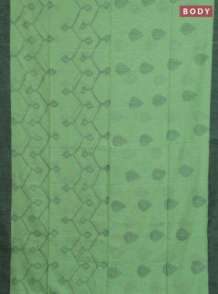 Bengal soft cotton saree pista green and black with allover butta weaves and simple border