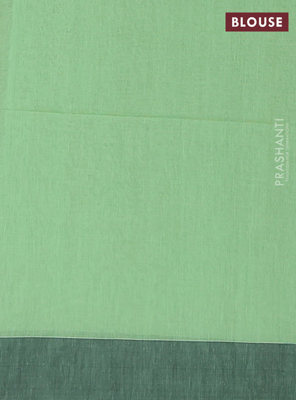 Bengal soft cotton saree pista green and black with allover butta weaves and simple border