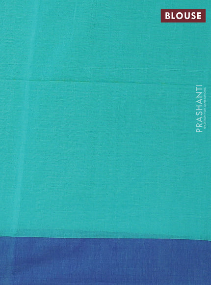 Bengal soft cotton saree teal green and blue with allover butta weaves and simple border