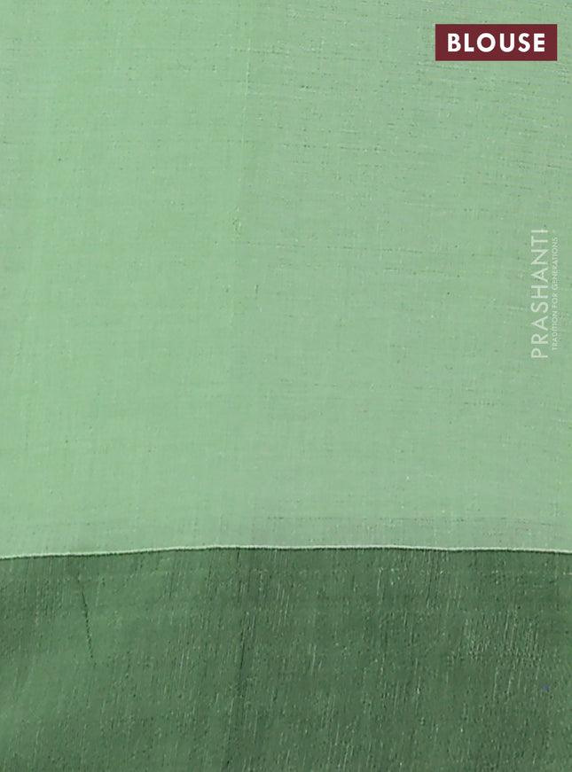 Bengal soft cotton saree pista green and black with allover weaves and simple border