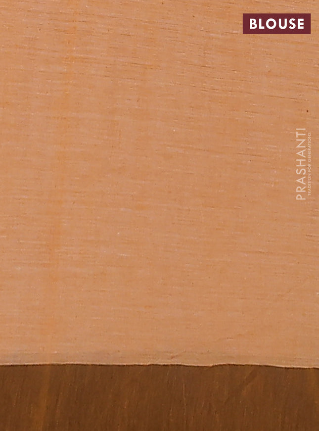 Bengal soft cotton saree dark mustard and grey with allover weaves and simple border