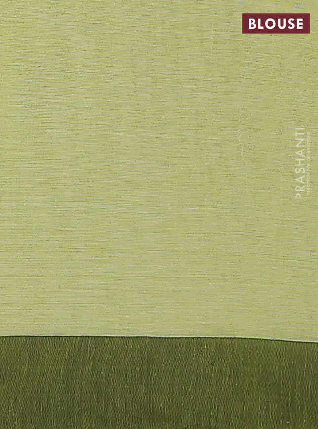 Bengal soft cotton saree light green and grey with allover weaves and simple border