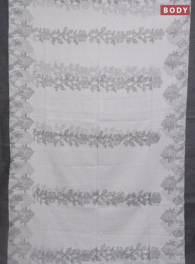 Bengal soft cotton saree off white and grey with allover weaves and simple border