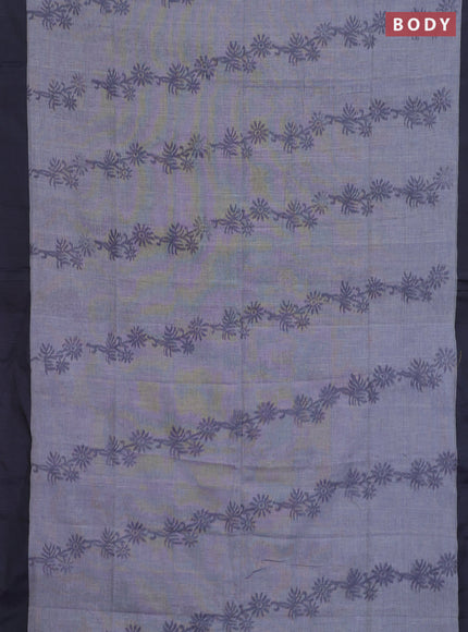 Bengal soft cotton saree grey and black with allover weaves and simple border