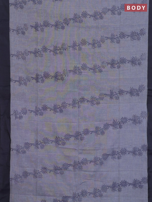 Bengal soft cotton saree grey and black with allover weaves and simple border