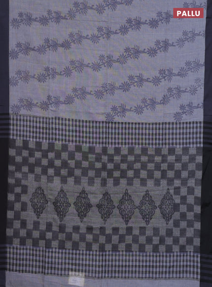 Bengal soft cotton saree grey and black with allover weaves and simple border