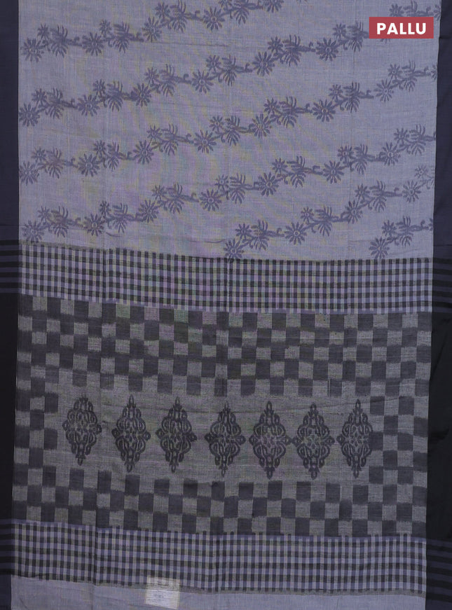 Bengal soft cotton saree grey and black with allover weaves and simple border