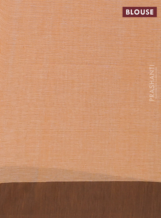 Bengal soft cotton saree dark mustard and grey with allover weaves and simple border