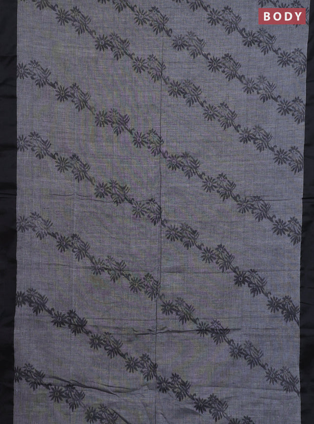 Bengal soft cotton saree grey and maroon with allover weaves and simple border