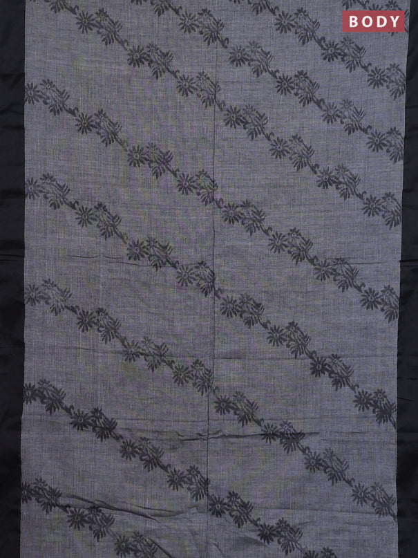 Bengal soft cotton saree grey and maroon with allover weaves and simple border