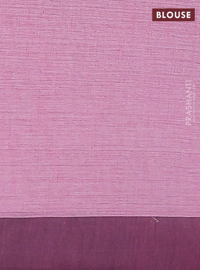 Bengal soft cotton saree mavue pink and navy blue with allover weaves and simple border