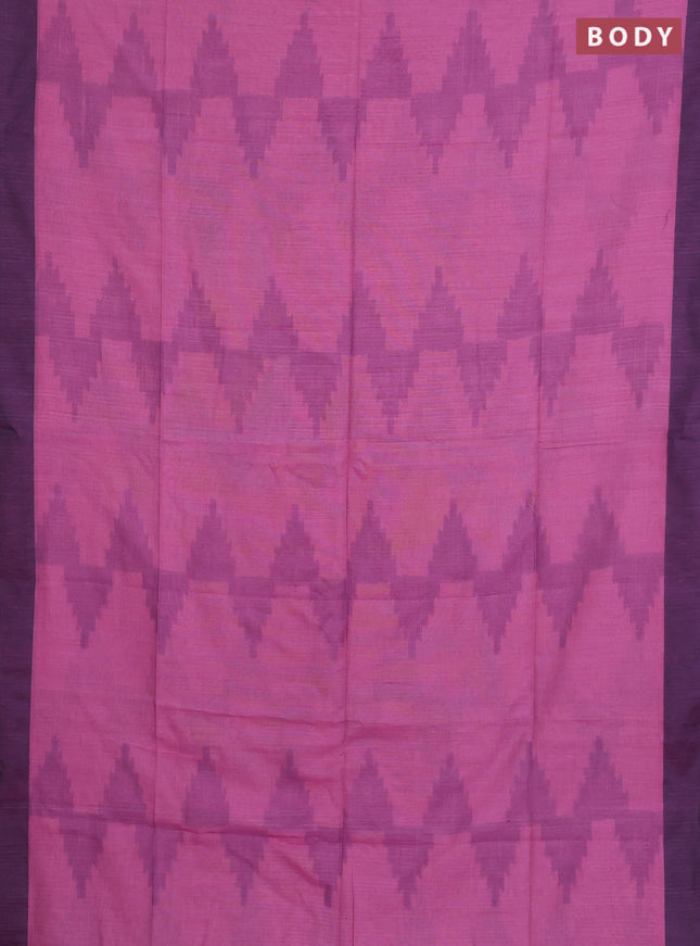 Bengal soft cotton saree mavue pink and navy blue with allover weaves and simple border
