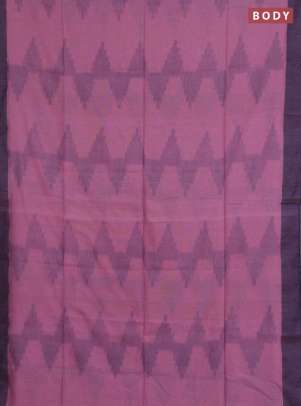 Bengal soft cotton saree pastel pink and navy blue with allover weaves and simple border