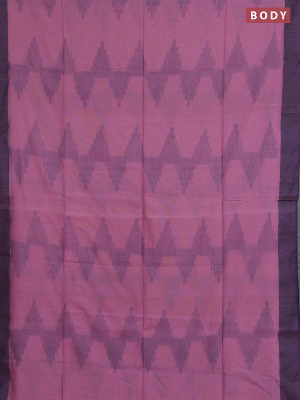 Bengal soft cotton saree pastel pink and navy blue with allover weaves and simple border
