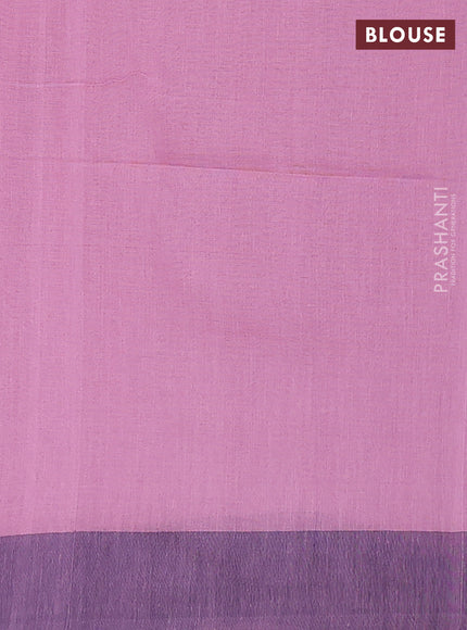Bengal soft cotton saree pastel pink and navy blue with allover weaves and simple border