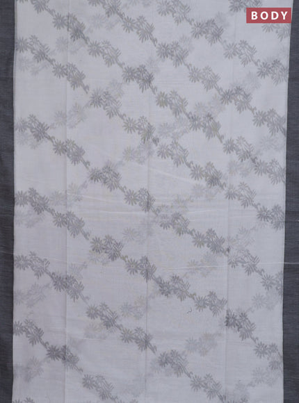 Bengal soft cotton saree off white and black with allover weaves and simple border