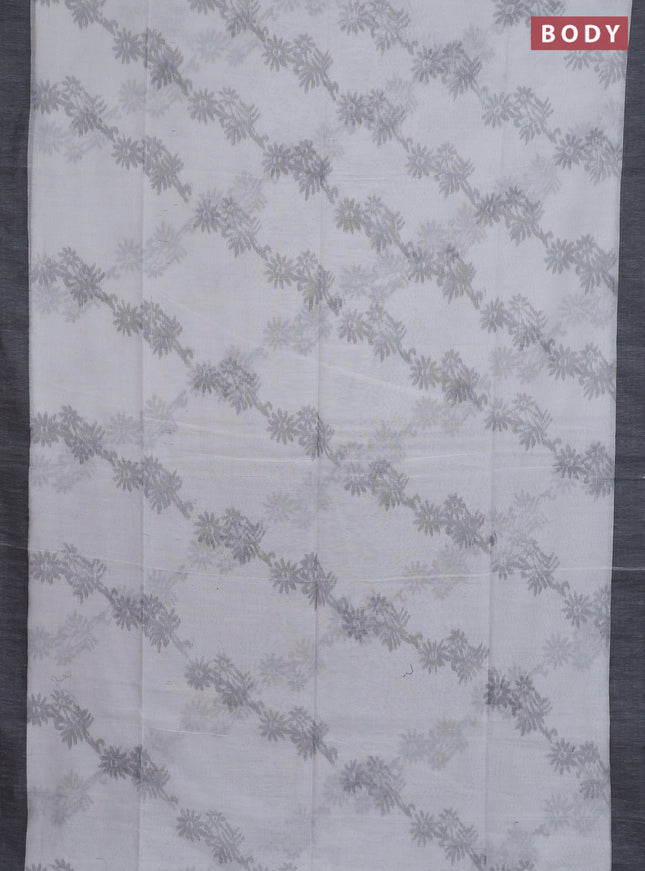 Bengal soft cotton saree off white and black with allover weaves and simple border