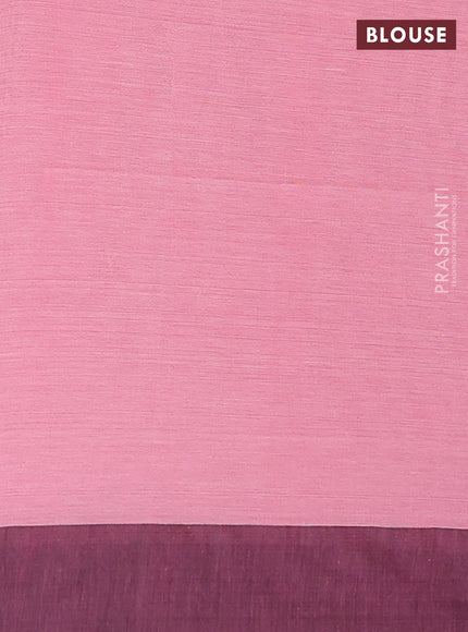 Bengal soft cotton saree pink and green with allover weaves and simple border