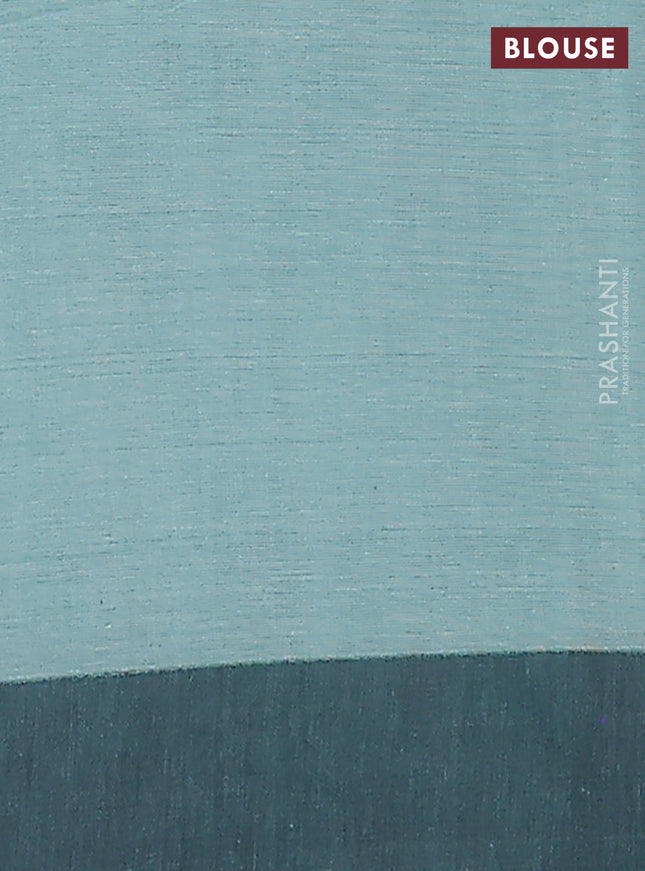 Bengal soft cotton saree teal blue and black with allover weaves and simple border