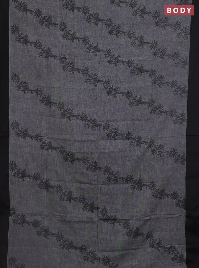 Bengal soft cotton saree grey and maroon with allover weaves and simple border