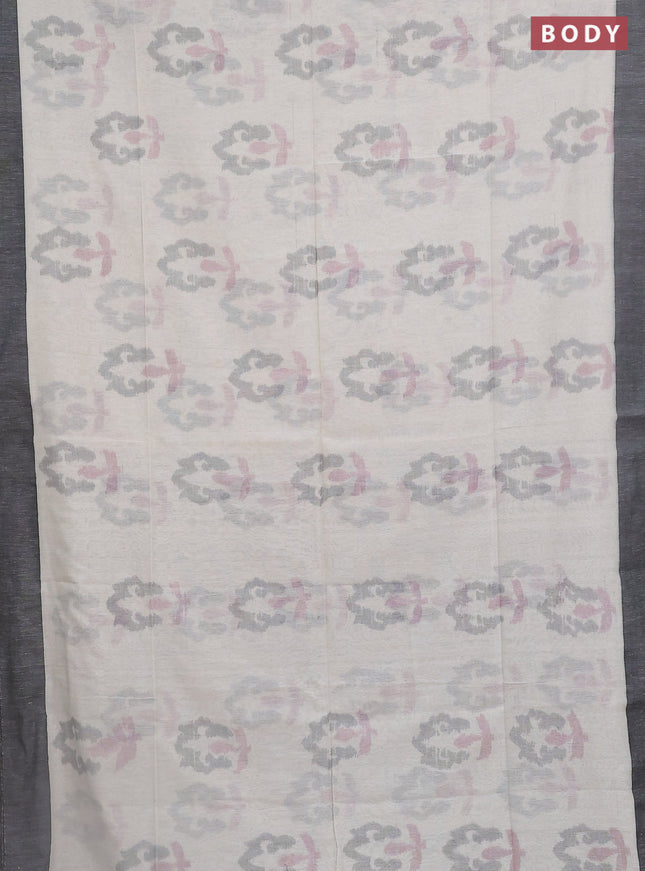 Bengal soft cotton saree off white and black with allover butta weaves and simple border