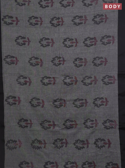 Bengal soft cotton saree grey and maroon with allover butta weaves and simple border