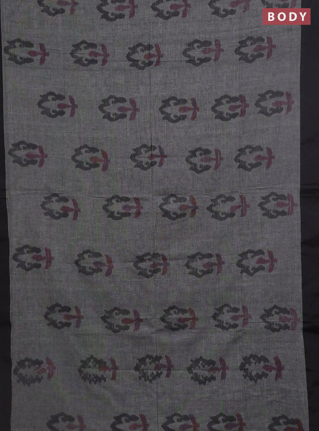 Bengal soft cotton saree grey and maroon with allover butta weaves and simple border