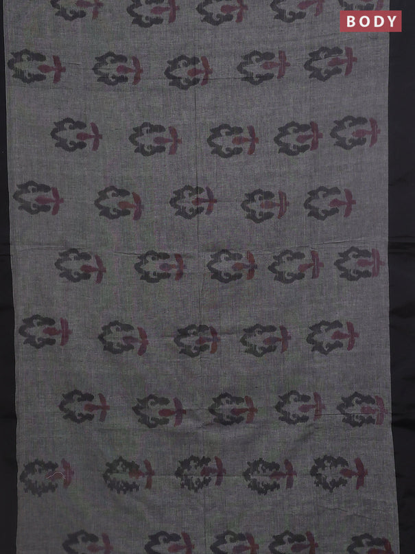 Bengal soft cotton saree grey and maroon with allover butta weaves and simple border