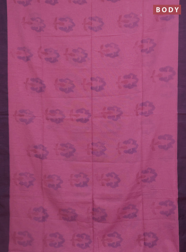 Bengal soft cotton saree mavu pink and navy blue with allover butta weaves and simple border