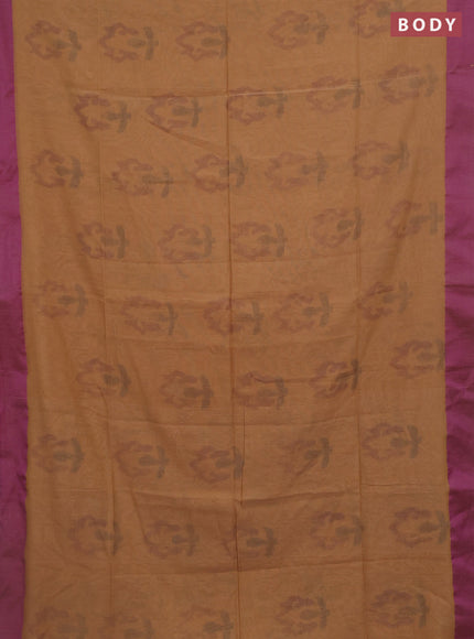 Bengal soft cotton saree sandal and purple with allover butta weaves and simple border