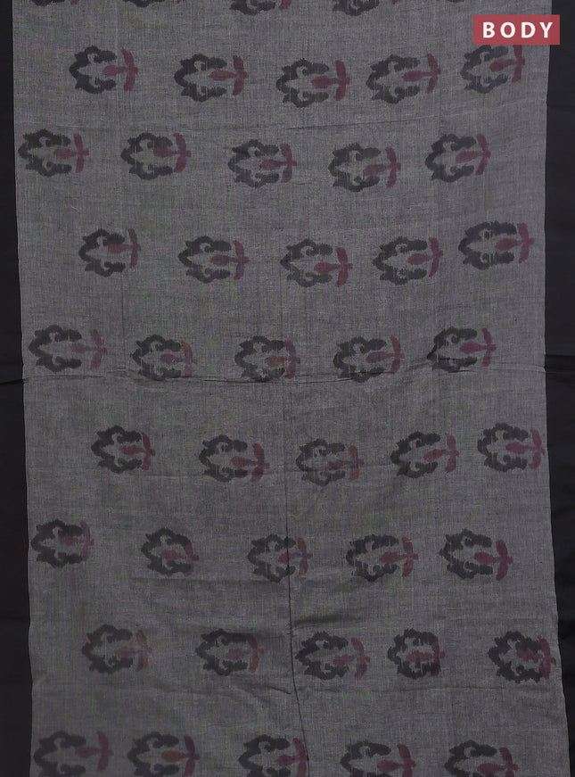 Bengal soft cotton saree grey and maroon with allover butta weaves and simple border