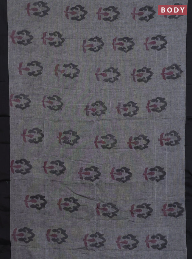 Bengal soft cotton saree grey and maroon with allover butta weaves and simple border