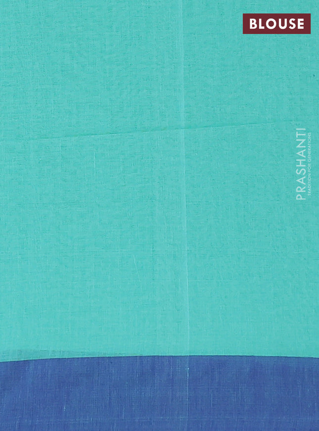 Bengal soft cotton saree teal blue and navy blue with allover butta weaves and simple border