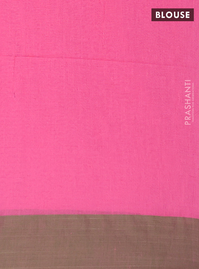 Bengal soft cotton saree peach pink and green with allover butta weaves and simple border