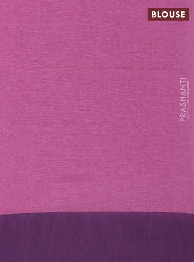 Bengal soft cotton saree pastel pink and navy blue with allover butta weaves and simple border