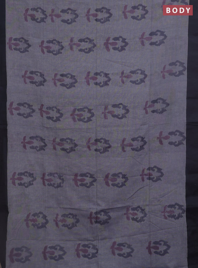 Bengal soft cotton saree grey and black with allover butta weaves and simple border