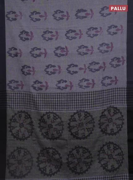 Bengal soft cotton saree grey and black with allover butta weaves and simple border