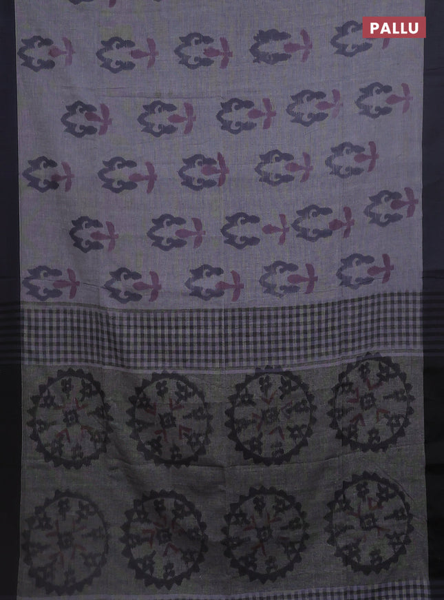 Bengal soft cotton saree grey and black with allover butta weaves and simple border