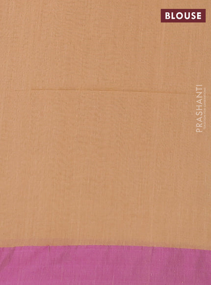 Bengal soft cotton saree sandal and purple with allover weaves and simple border