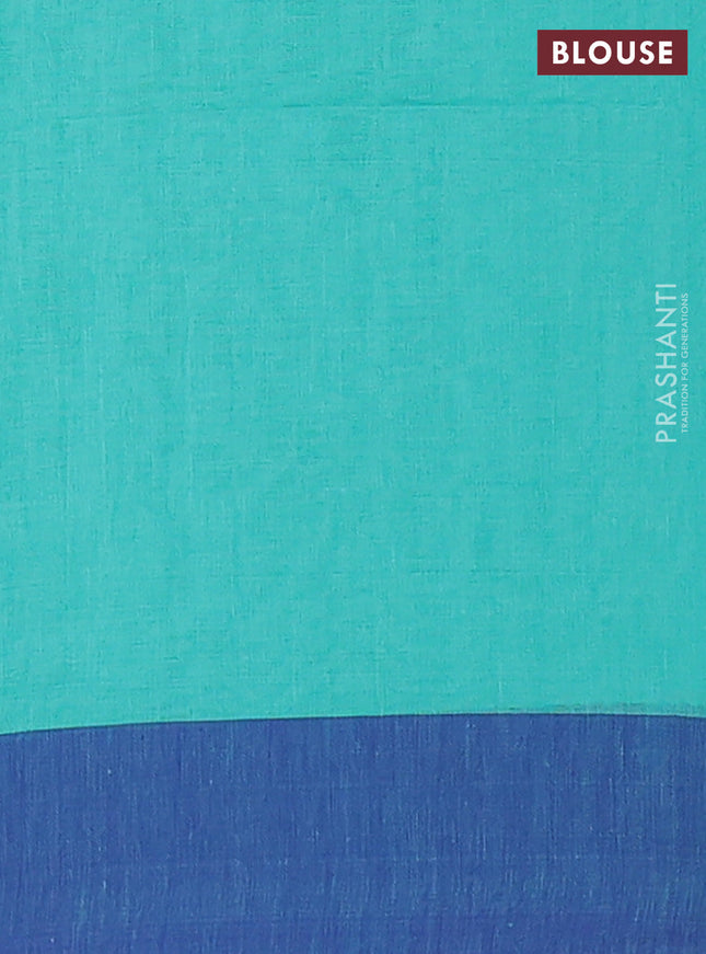 Bengal soft cotton saree teal blue and blue with allover weaves and simple border