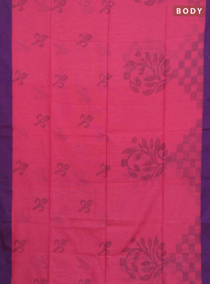 Bengal soft cotton saree peach pink and blue with allover weaves and simple border