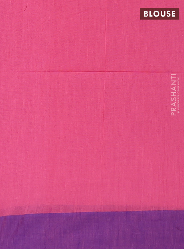 Bengal soft cotton saree peach pink and blue with allover weaves and simple border