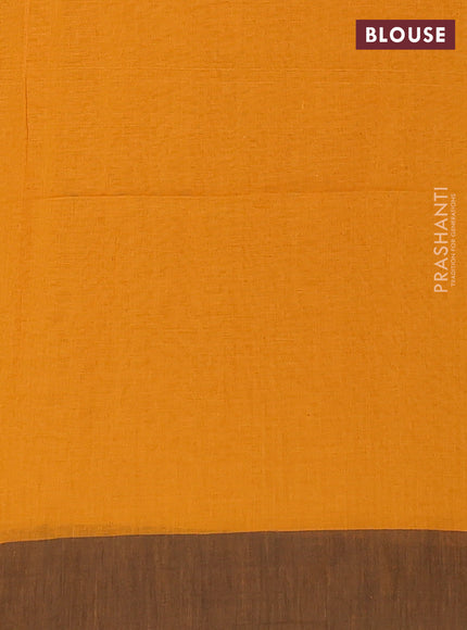 Bengal soft cotton saree dark mustard and black with allover weaves and simple border