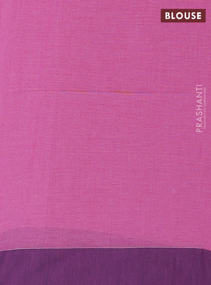 Bengal soft cotton saree mavue pink and navy blue with allover weaves and simple border