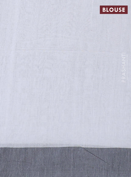 Bengal soft cotton saree off white and grey with allover weaves and simple border