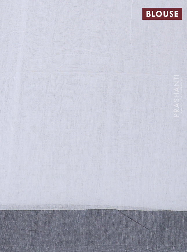 Bengal soft cotton saree off white and grey with allover weaves and simple border