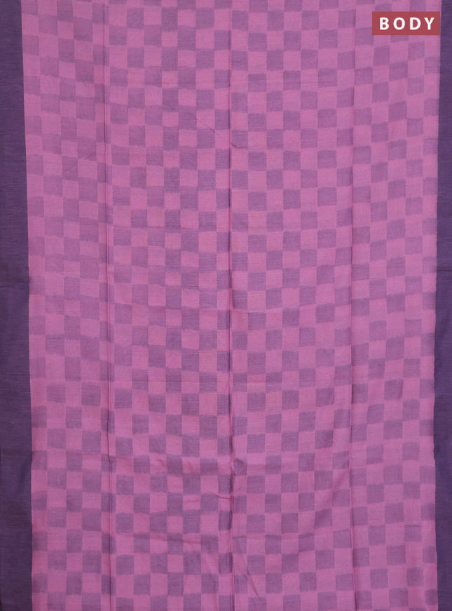 Bengal soft cotton saree pastel pink and navy blue with allover butta weaves and simple border
