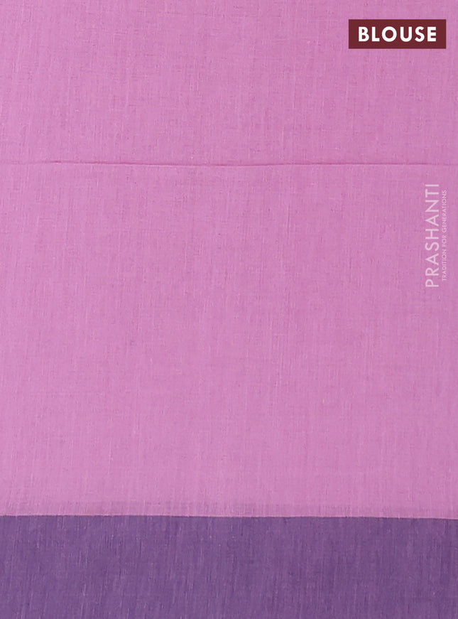 Bengal soft cotton saree pastel pink and navy blue with allover butta weaves and simple border