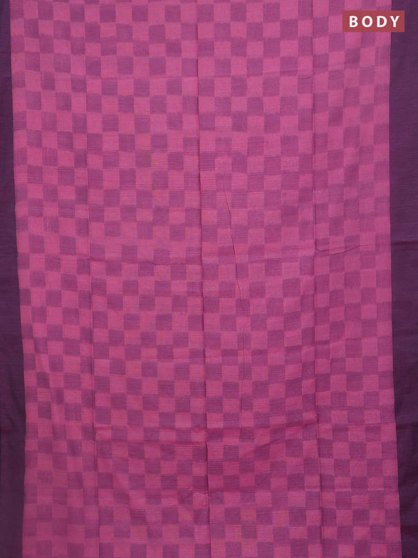 Bengal soft cotton saree mavue pink and navy blue with allover weaves and simple border